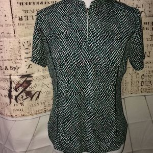 Monterey Club M Black Multi Color Short Sleeve